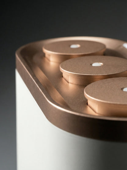 Icon aparat parfumare flagship 500m2 hotel Barrano - 3 atomizoare independente rose-gold