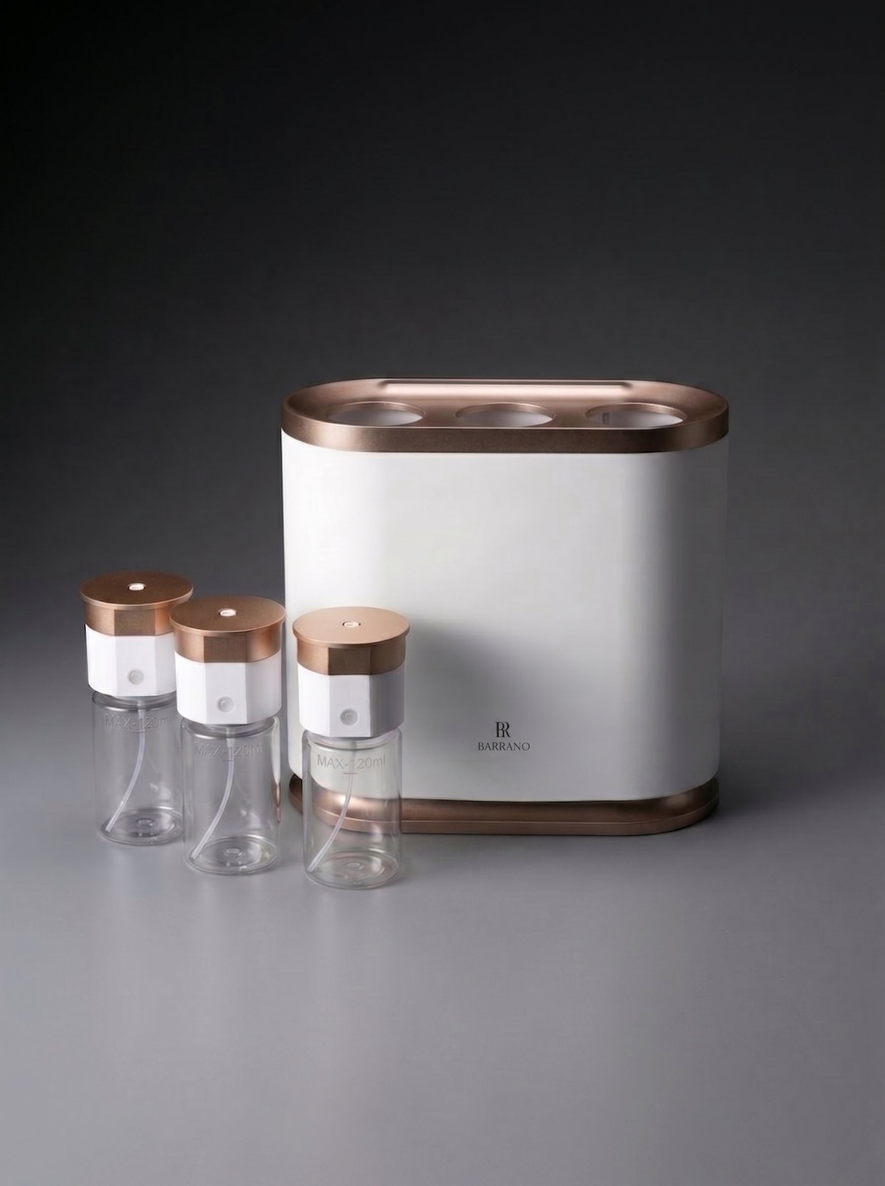 Icon aparat parfumare flagship 500m2 hotel Barrano - 3 atomizoare independente rose-gold