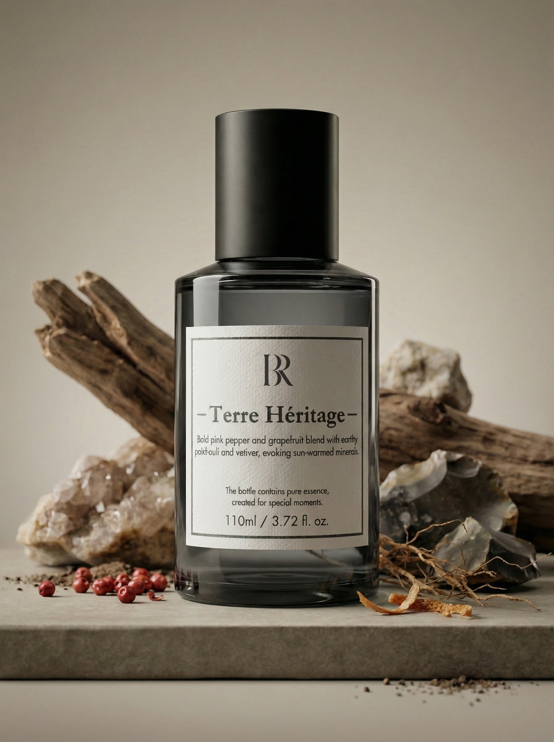 Terre Heritage esenta parfum oriental Barrano - grapefruit patchouli piatra foc IFRA